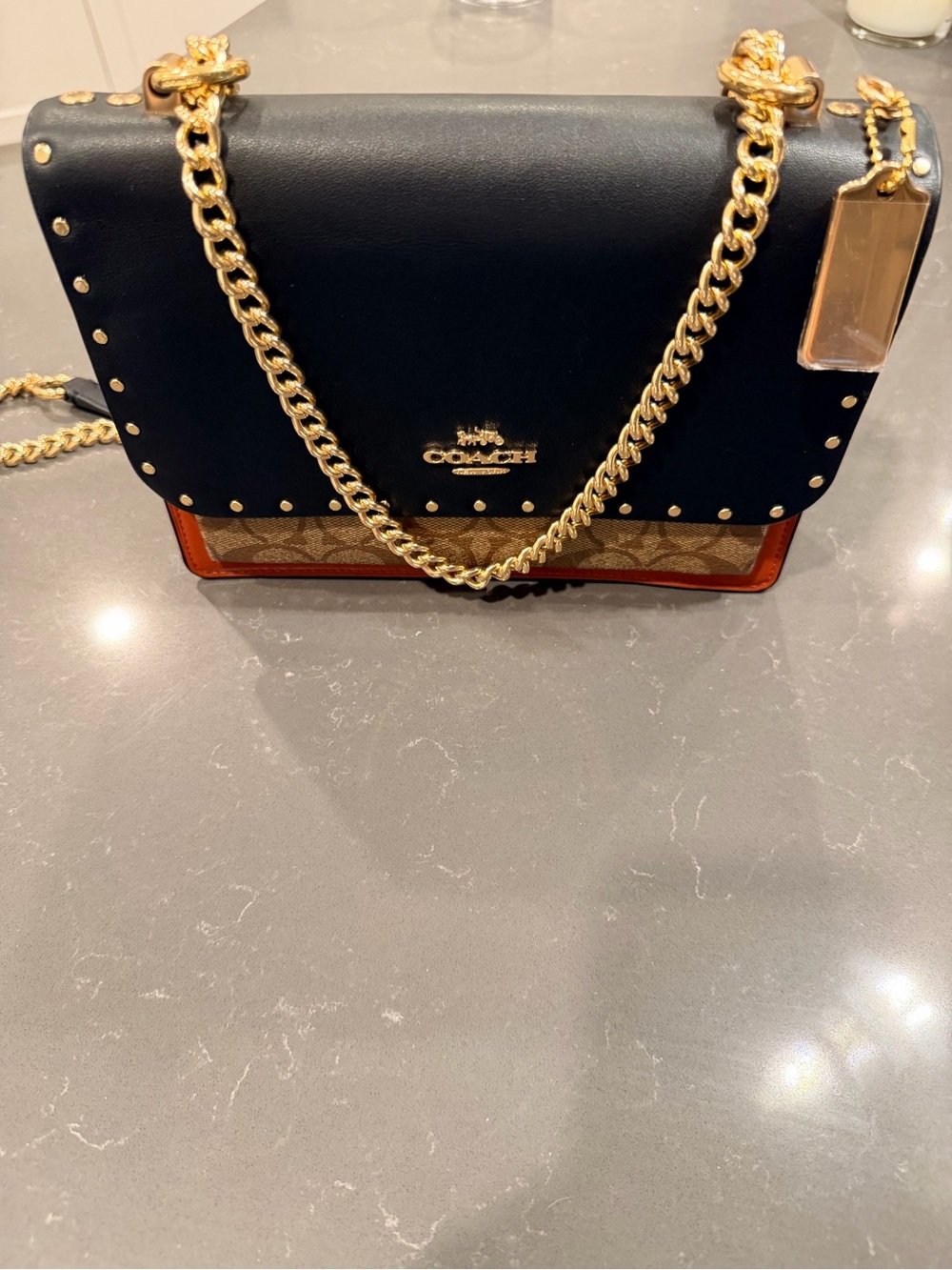 Coach Multi-Panel Crossbody with Gold Chain Trim - Picture 12 of 14